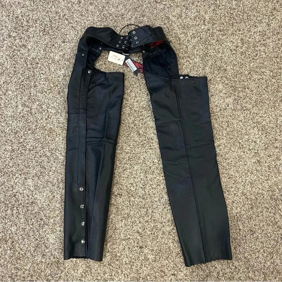Z1R Sabot Leather Motorcycle Riding Chaps Small NWT - Picture 6 of 8